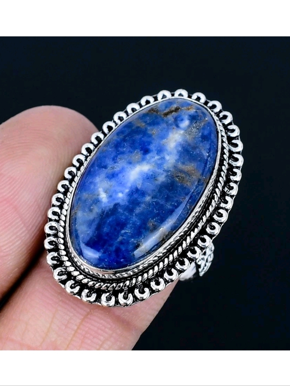 Sodalite Gemstone 925 Sterling Silver Handmade Ring